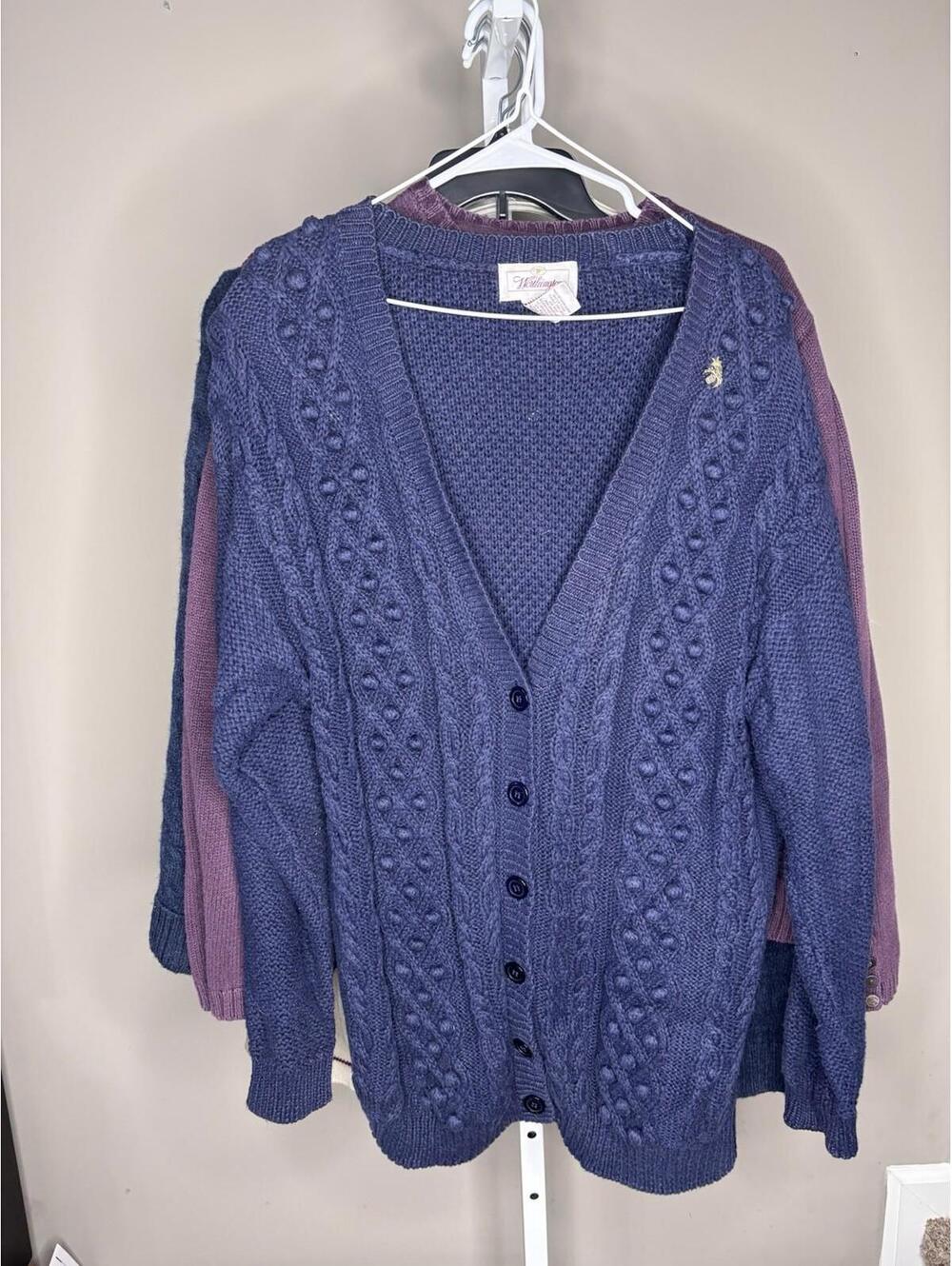 Vintage Wellington Navy Cable Knit Cardigan